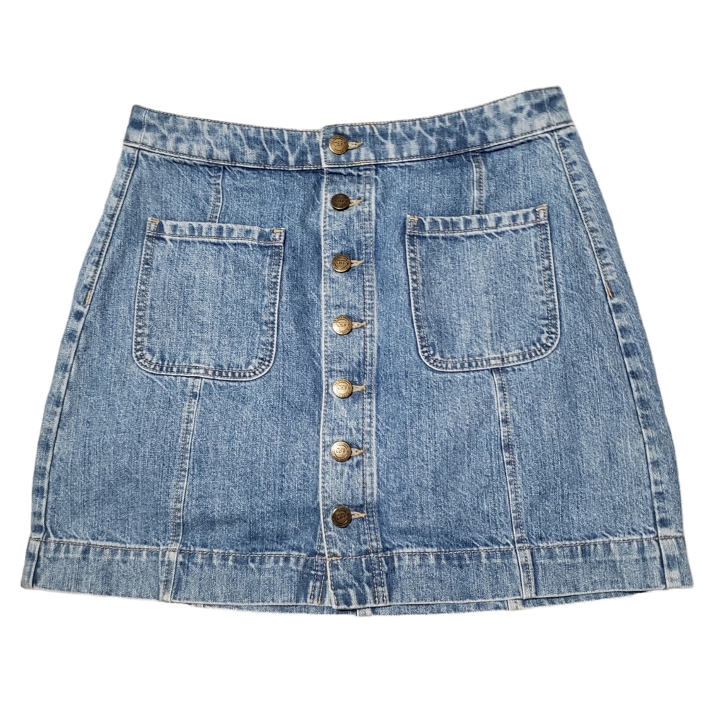 LOFT Button Down Denim Skirt